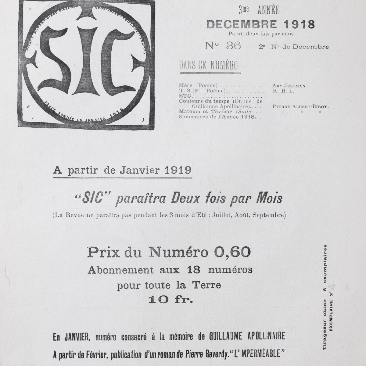 Pierre Albert-Birot, SIC. Sons - Idées - Couleurs - Formes (Collezione completa 1916-1919)