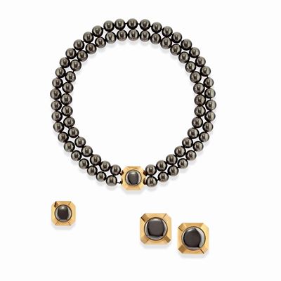 Parure in oro giallo 18k con ematite