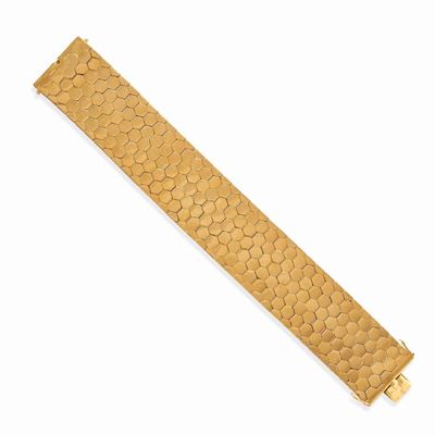 Bracciale a nido d'ape, oro giallo 18k, 1940 circa