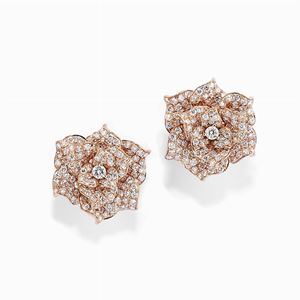 A 18K rose gold and diamond earclips