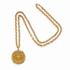 A 18k yellow gold necklace with coin