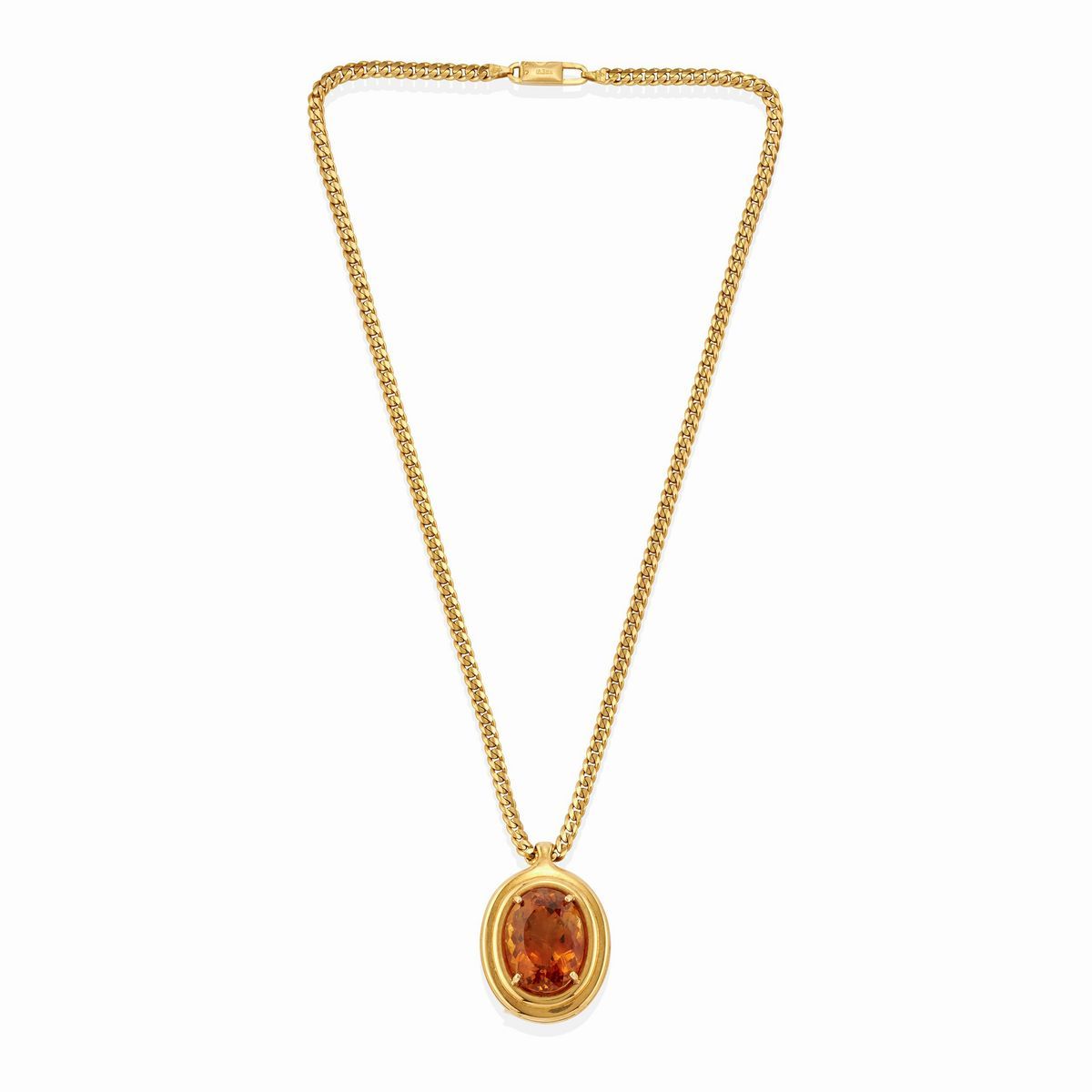 Parure in oro giallo 18k con quarzi fumé, composta da collana, anello e orecchini