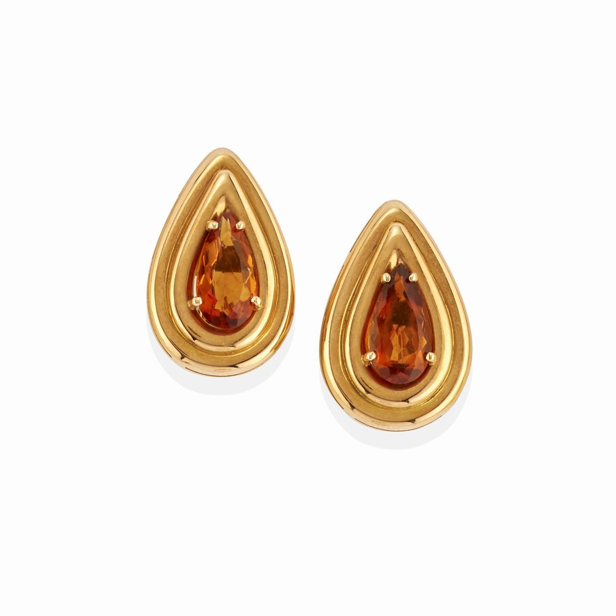 Parure in oro giallo 18k con quarzi fumé, composta da collana, anello e orecchini
