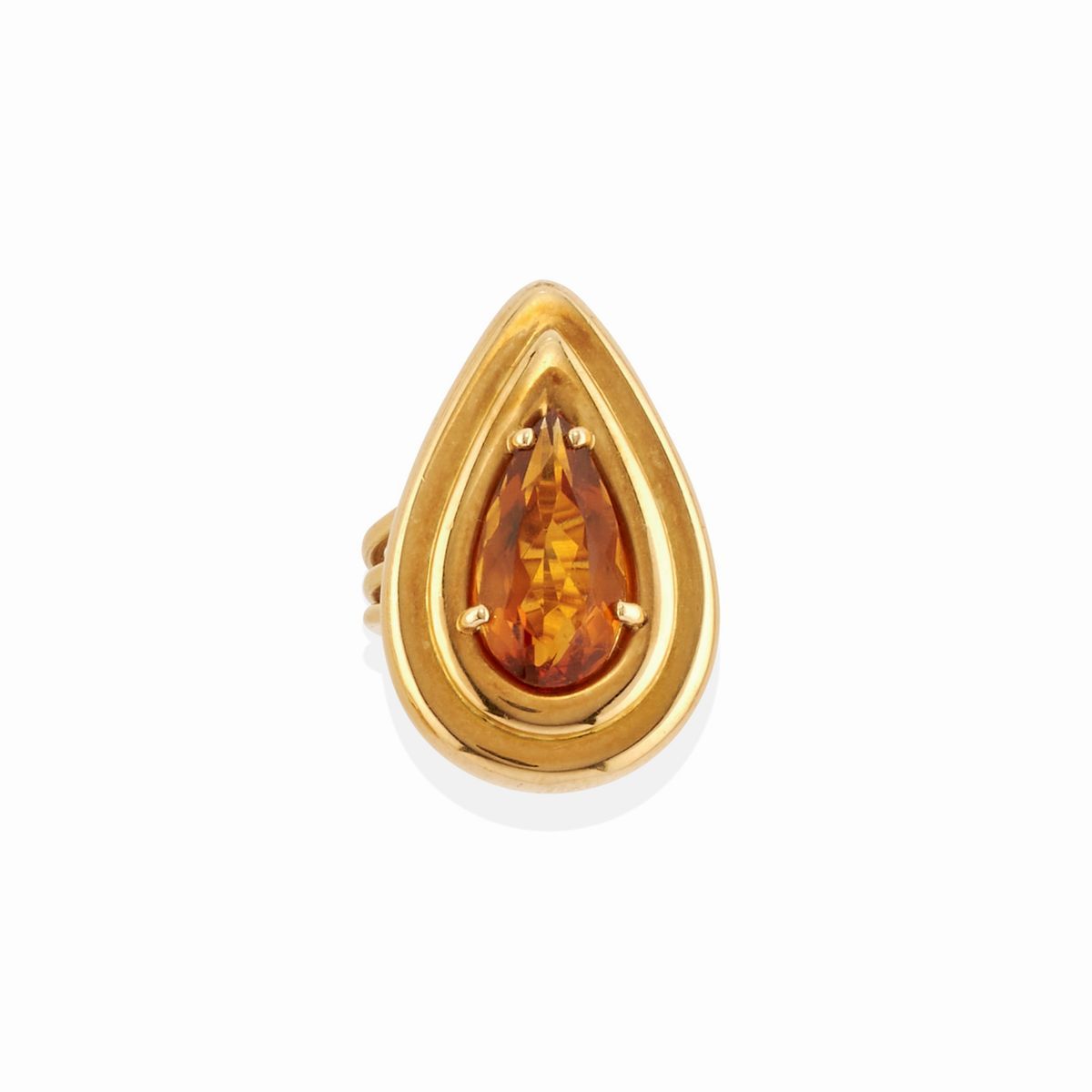 Parure in oro giallo 18k con quarzi fumé, composta da collana, anello e orecchini