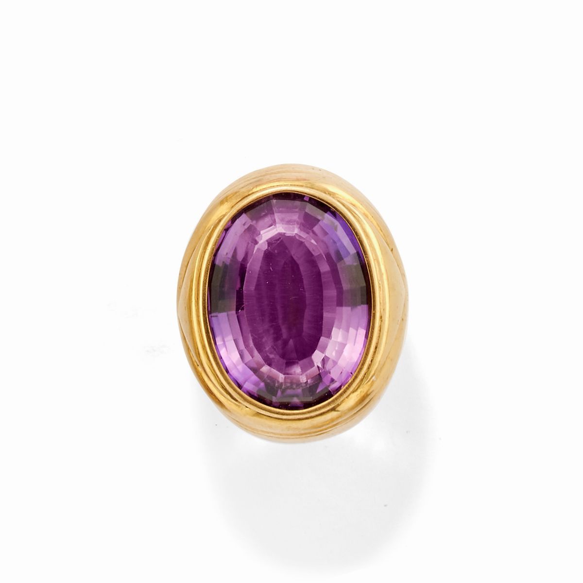 Parure in oro giallo 18k con ametiste ovali e a goccia