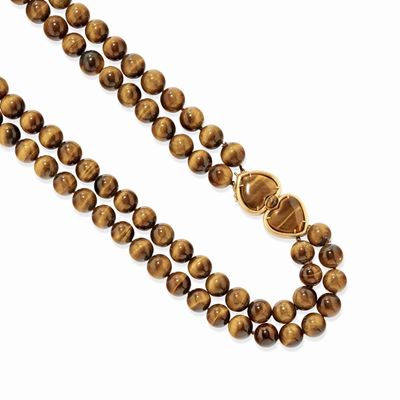 Collana in oro giallo 18k con occhio di tigre