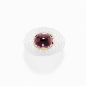 Anello con ametista e porcellana
