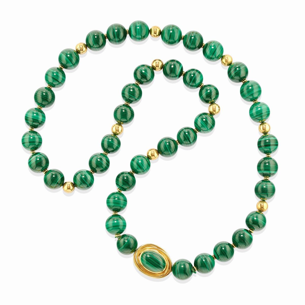 Demi parure in oro giallo 18k con malachite