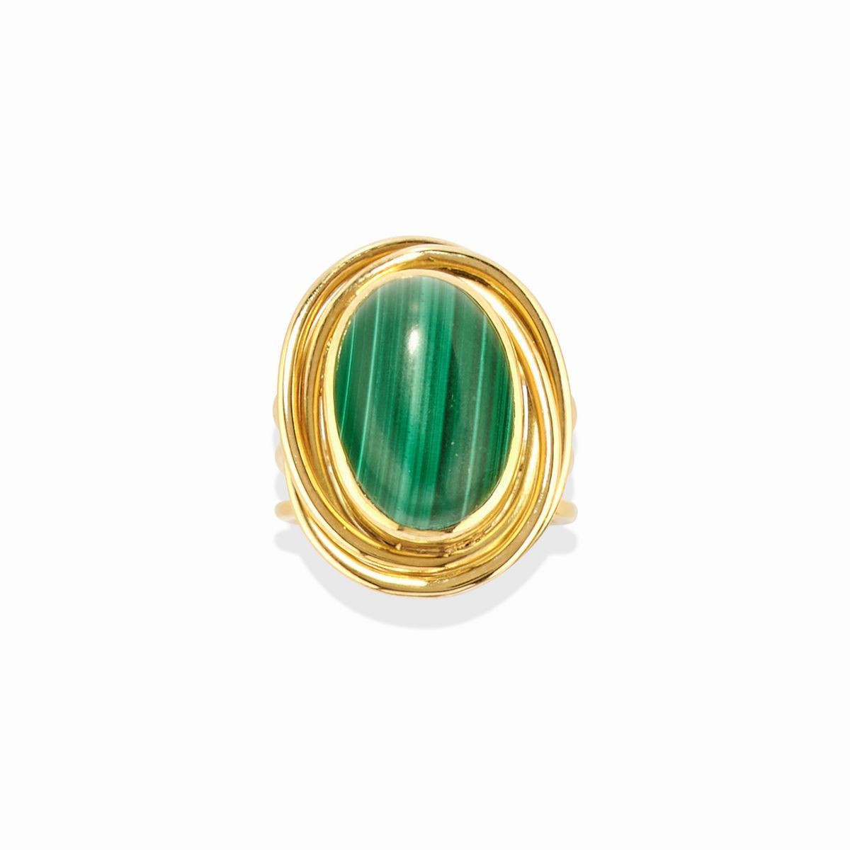 Demi parure in oro giallo 18k con malachite