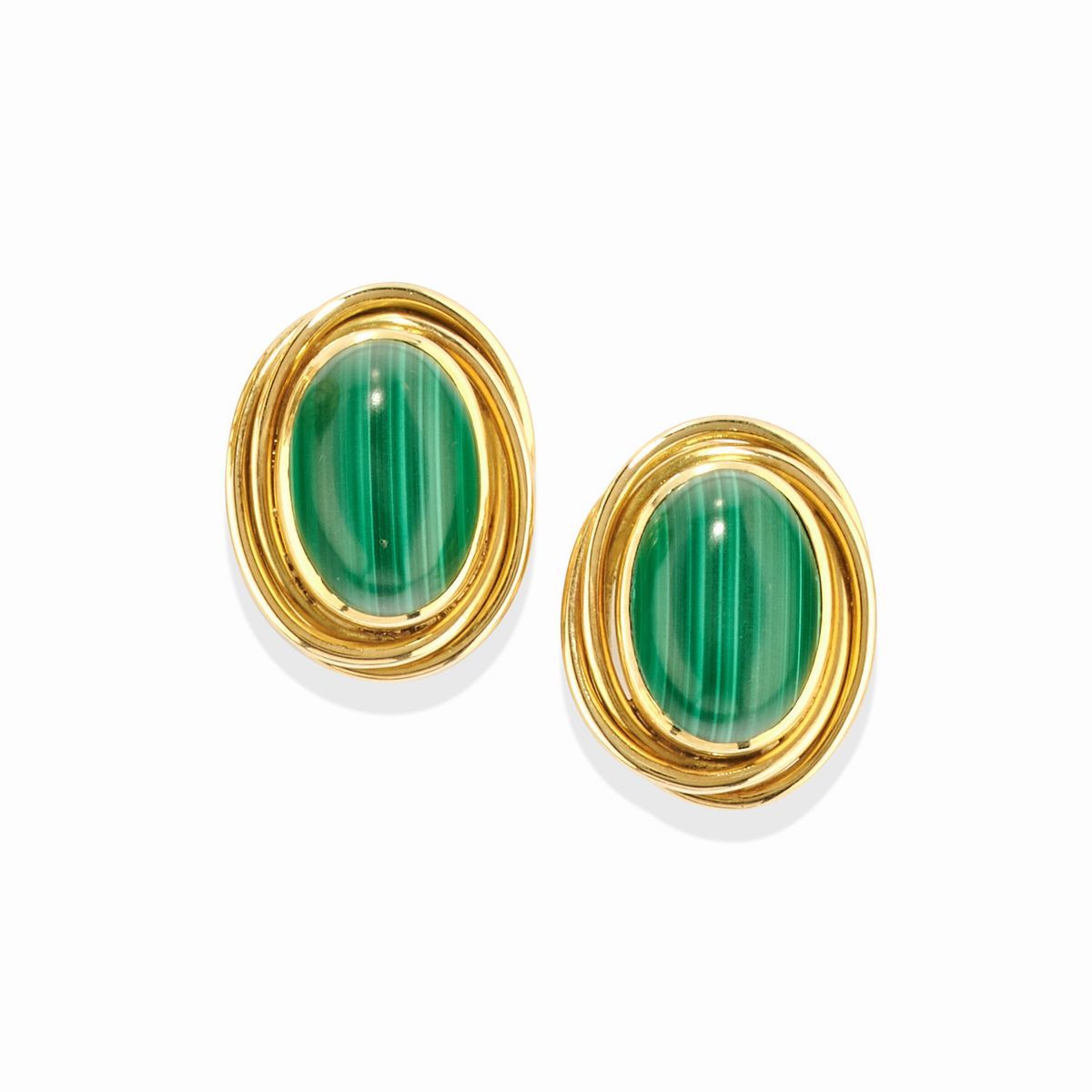 Demi parure in oro giallo 18k con malachite