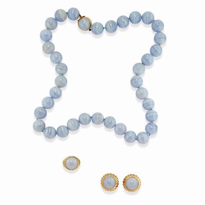 Demi parure in oro giallo 18k con pietra dura lilla