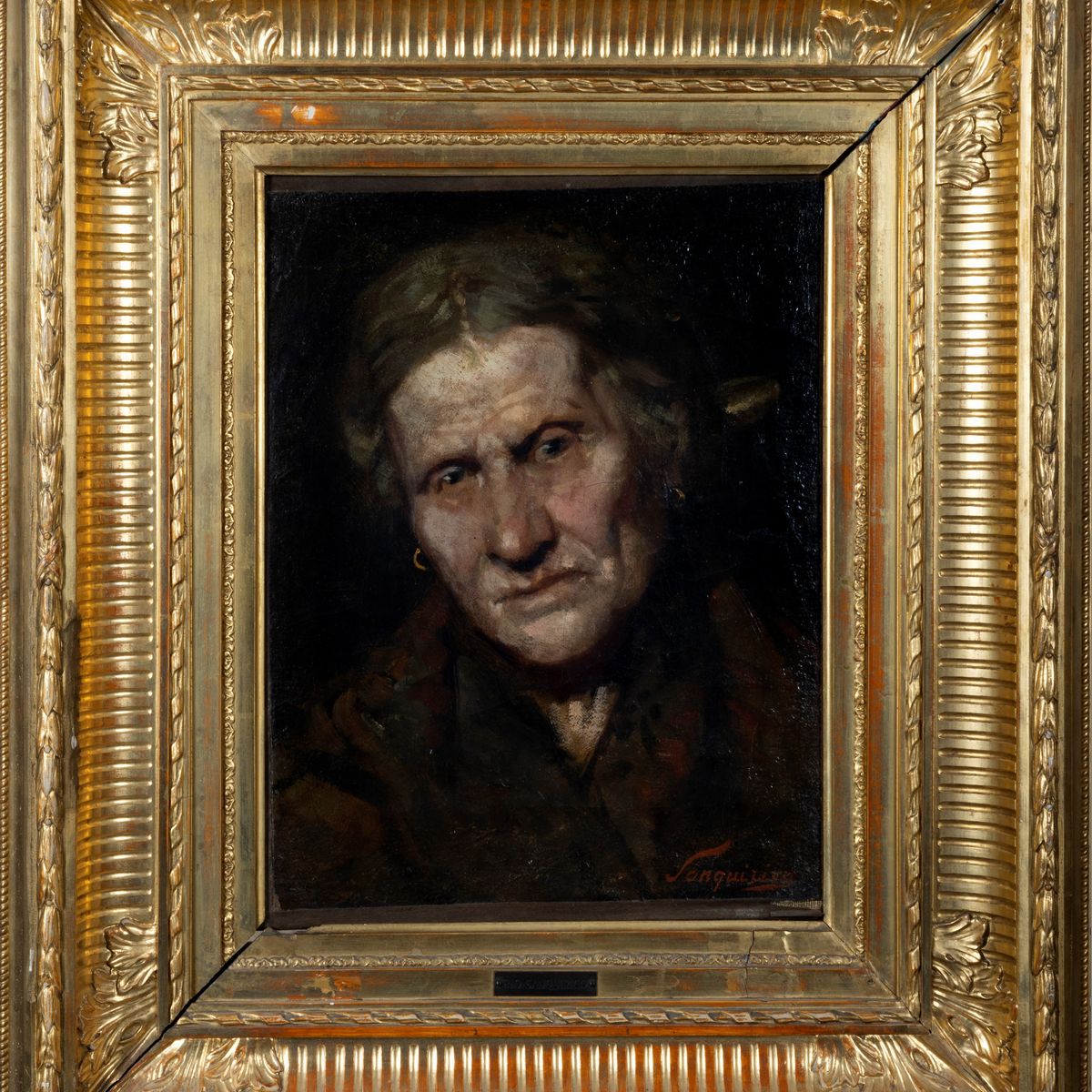Pio Sanquirico - Ritratto di Anziana con Orecchini D'oro