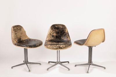 Herman Miller, Sei sedie, modello La Fonda, metallo e pelle