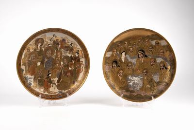 Due piatti in ceramica Satsuma, Giappone, fine secolo XIX