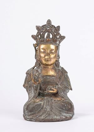  - Small bronze sculpture depicting Bodhisattva, China, 20th century