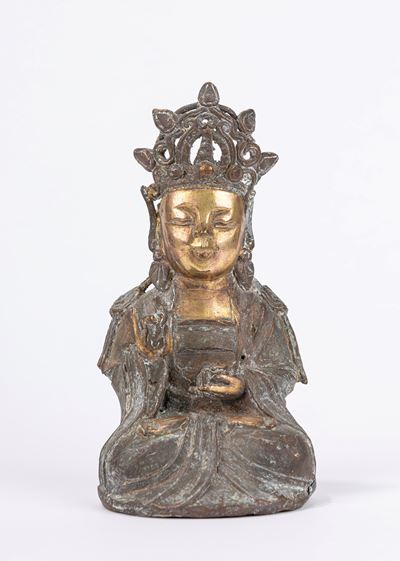 Piccola Scultura in Bronzo Raffigurante Bodhisattwa, Cina Secolo XX