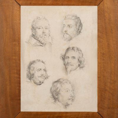 Due Disegni con Studi di Teste Virili