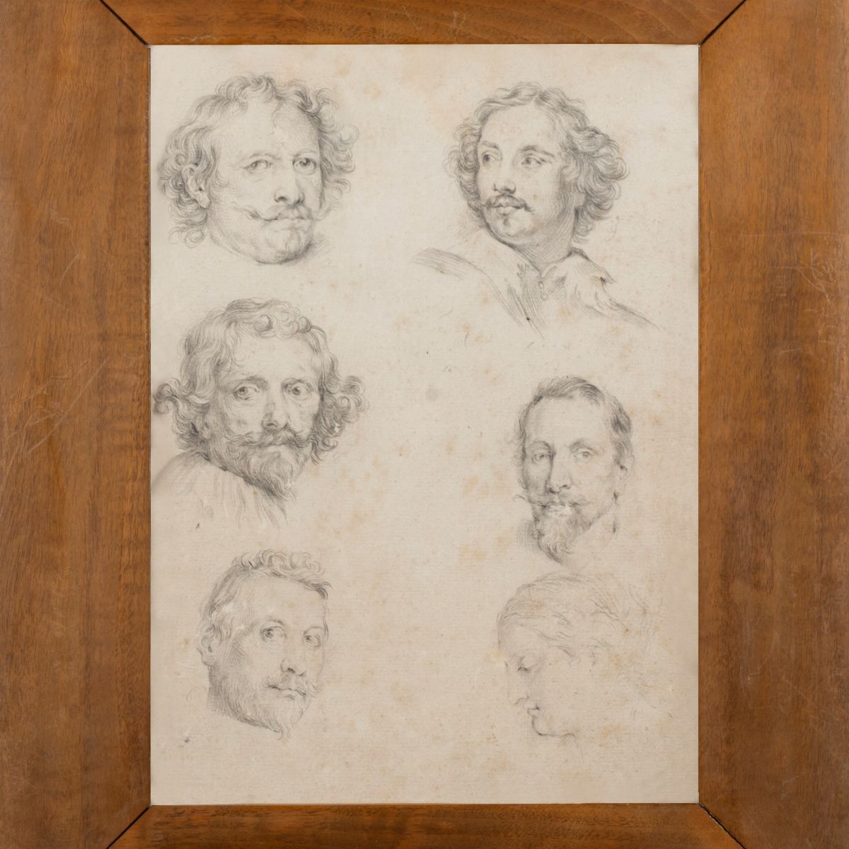 Scuola Italiana, Secolo XIX - Due Disegni con Studi di Teste Virili
