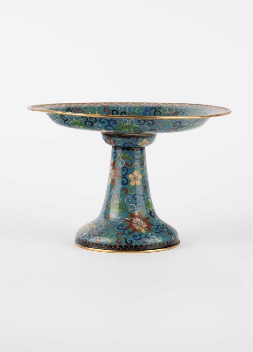 Alzata in smalto cloisonné, Cina, secolo XIX