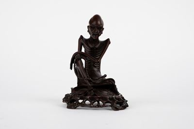 Scultura in legno di bosso raffigurante Buddha ascetico, Cina, XIX secolo