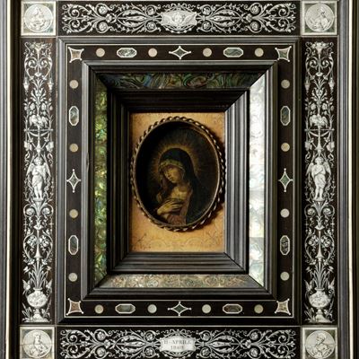 Cornice in Legno Ebanizzato Intarsiato in Osso e Madreperla, Secolo XIX