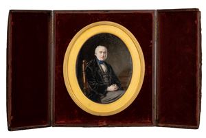  - Miniature depicting a seated gentleman, within a case, 19th century