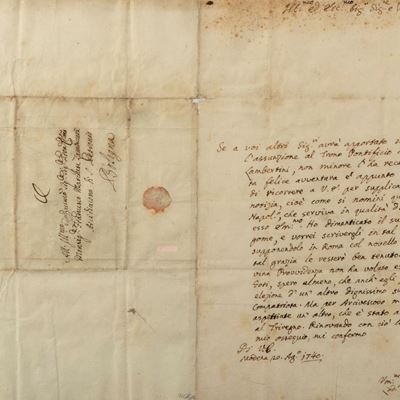Lettera autografa a Monsignore Francesco Zambeccari