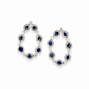 18k white gold, sapphire and diamond earrings