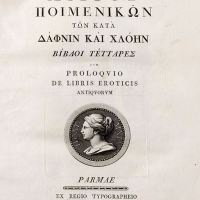 Longo Sofista, Longou Poimenikon ton kata Daphnin kai Chloen bibloi tettares, 1786, edizione Bodo...