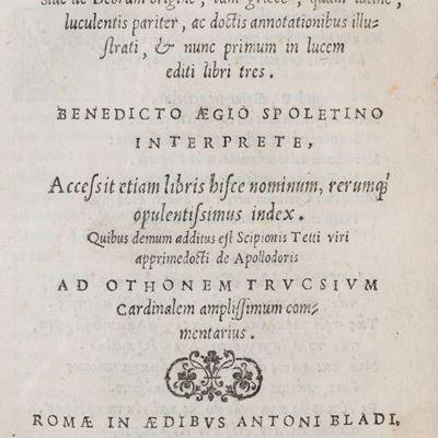 Apollodori Atheniensis, Bibliothecae Deorum origine, edizione del 1555