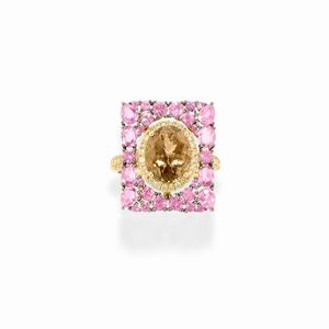  - Anello con zaffiri rosa