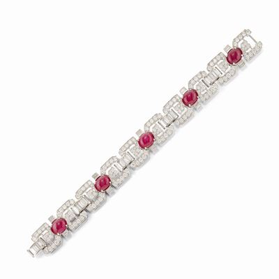 Bracciale in oro bianco 18k con rubini e diamanti
