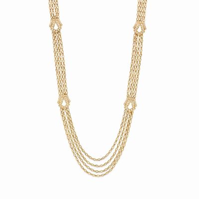 Collana in oro giallo 18k con diamanti, 4 fili