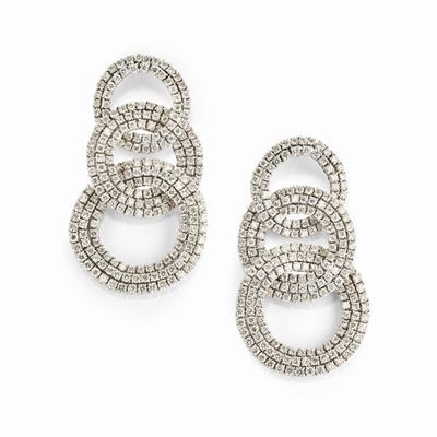 Orecchini in oro bianco 18k con diamanti taglio brillante, ct 20,00