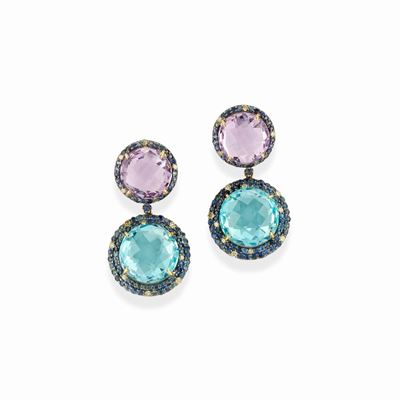 Orecchini con Ametiste e Topazi Blu