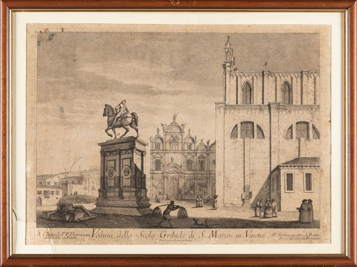Due Acquaforti Raffiguranti Scorci Veneziani. Domenico Lovisa Editore