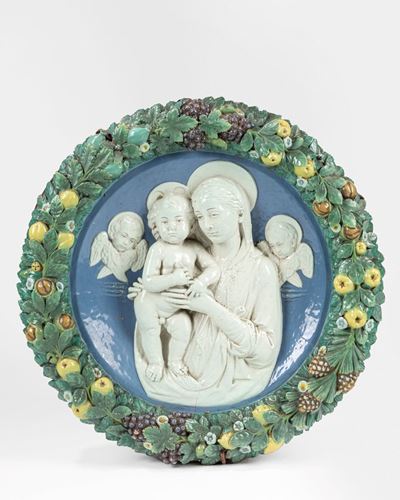 Grande Tondo nello Stile dei della Robbia. Manifattura Cantagalli, Fine Secolo XIX