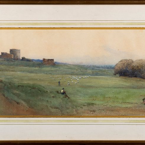 Attribuito a Ettore Roesler Franz (roma 1845-1907) - Scorcio della Via Appia Antica
