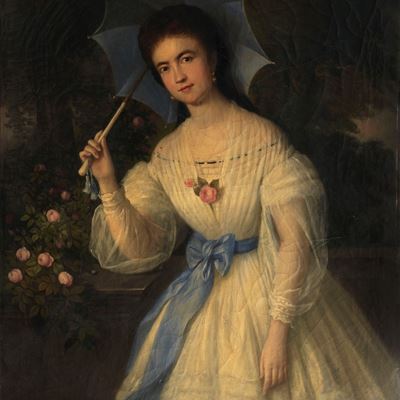 Ritratto di Rosa Vercellana, Detta "la Bela Rosin", a Tre Quarti di Figura, in Abito Bianco, con ...