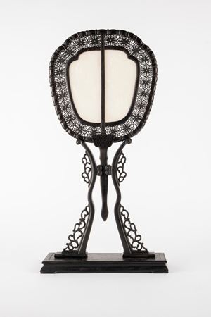 A fan with a white jade insert. China, Republic Period (1912-1949)