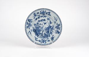 A blue and white porcelain plate
