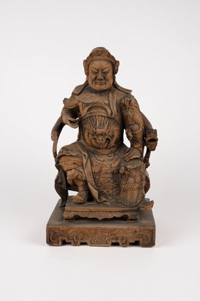 Scultura in legno raffigurante Guandi, Cina, secolo XIX