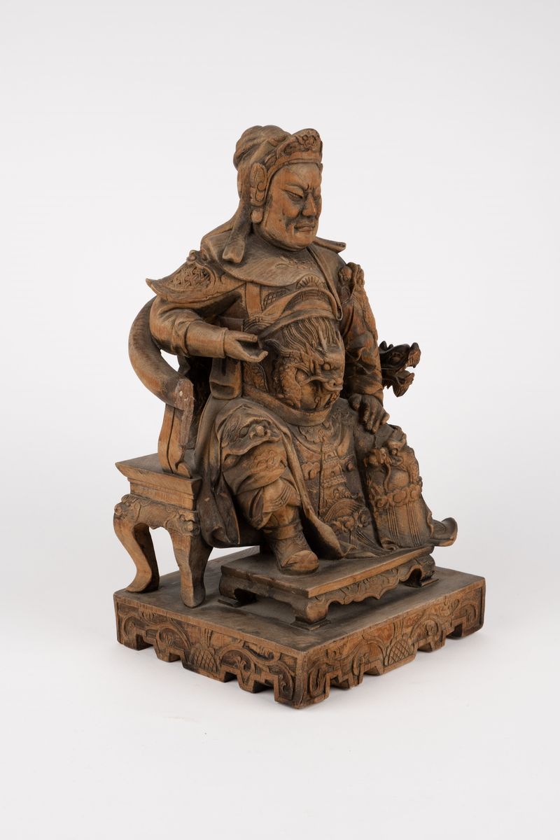 Scultura in legno raffigurante Guandi, Cina, secolo XIX