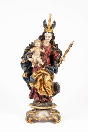 Scultura in legno intagliato, laccato e parzialmente dorato. Italia meridionale, inizi secolo XVIII