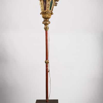 Lanterna da Terra in Legno Laccato e Dorato. Secolo XVIII