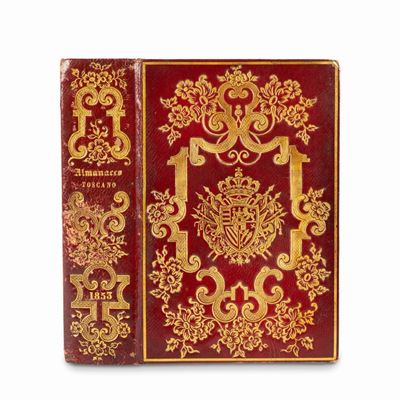 Almanacco toscano per l'anno 1853, legatura in marocchino rosso