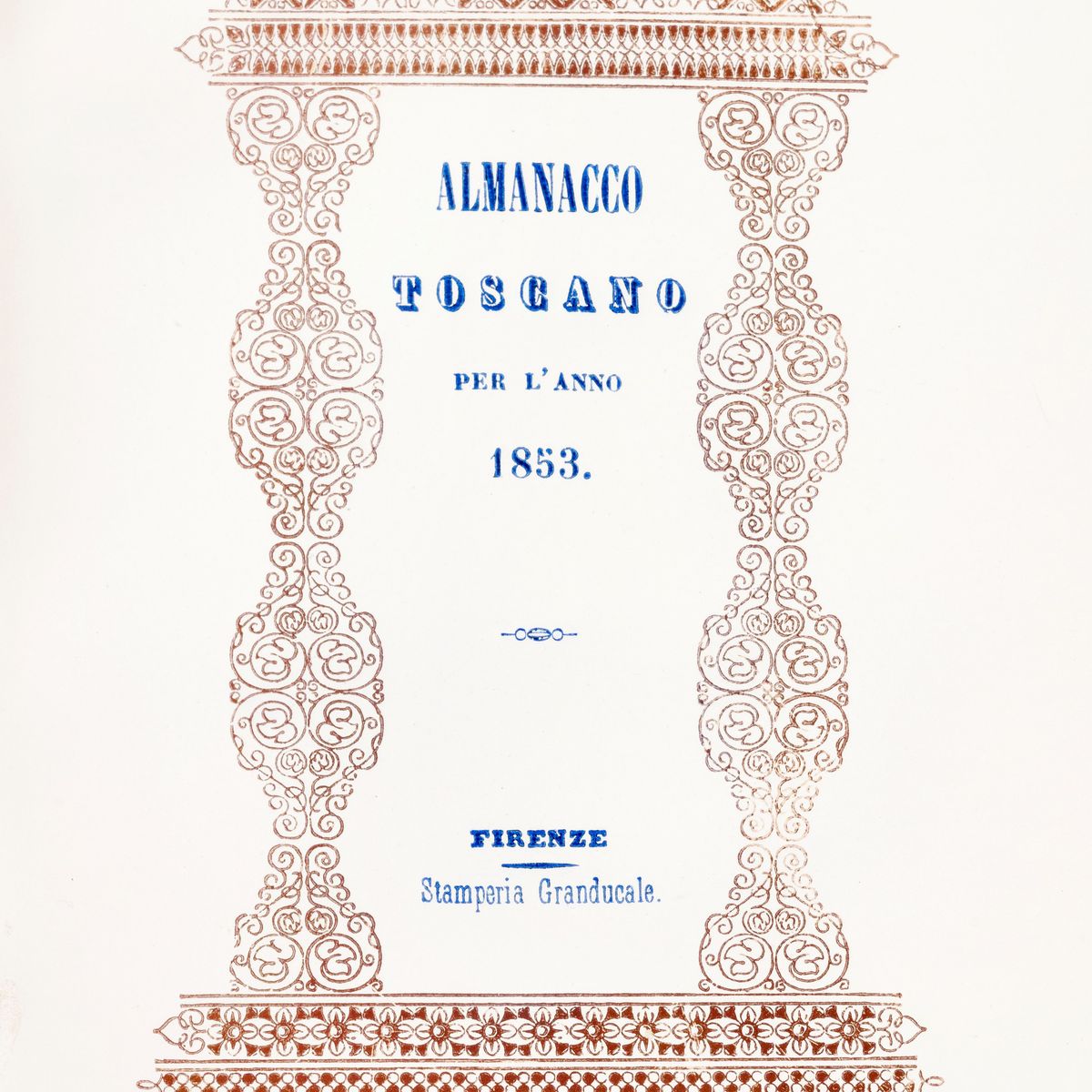 Almanacco toscano per l'anno 1853, legatura in marocchino rosso