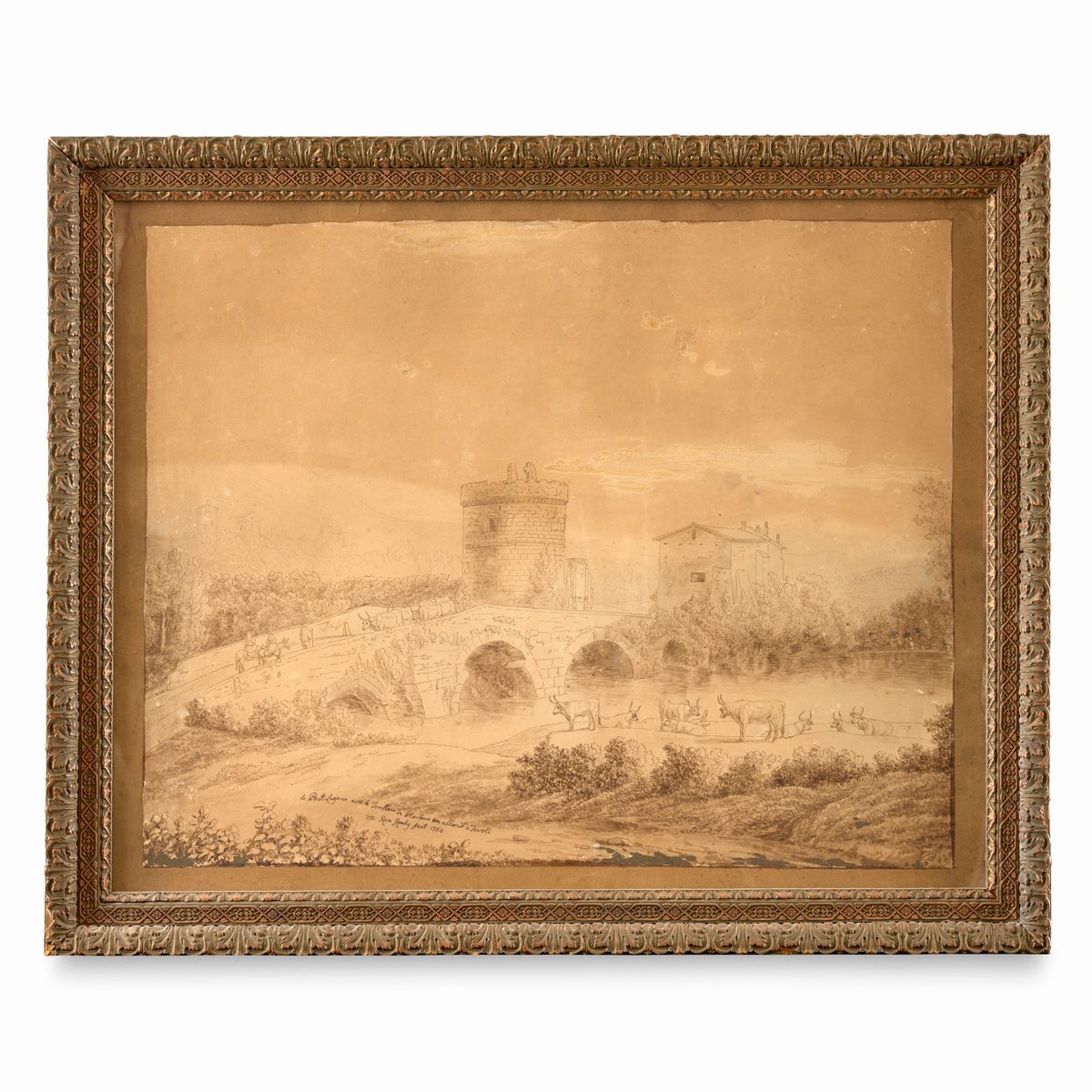 Scuola Francese, Fine Secolo XVIII - Inizio Secolo XIX - Veduta del Ponte Lucano e della Tomba di...