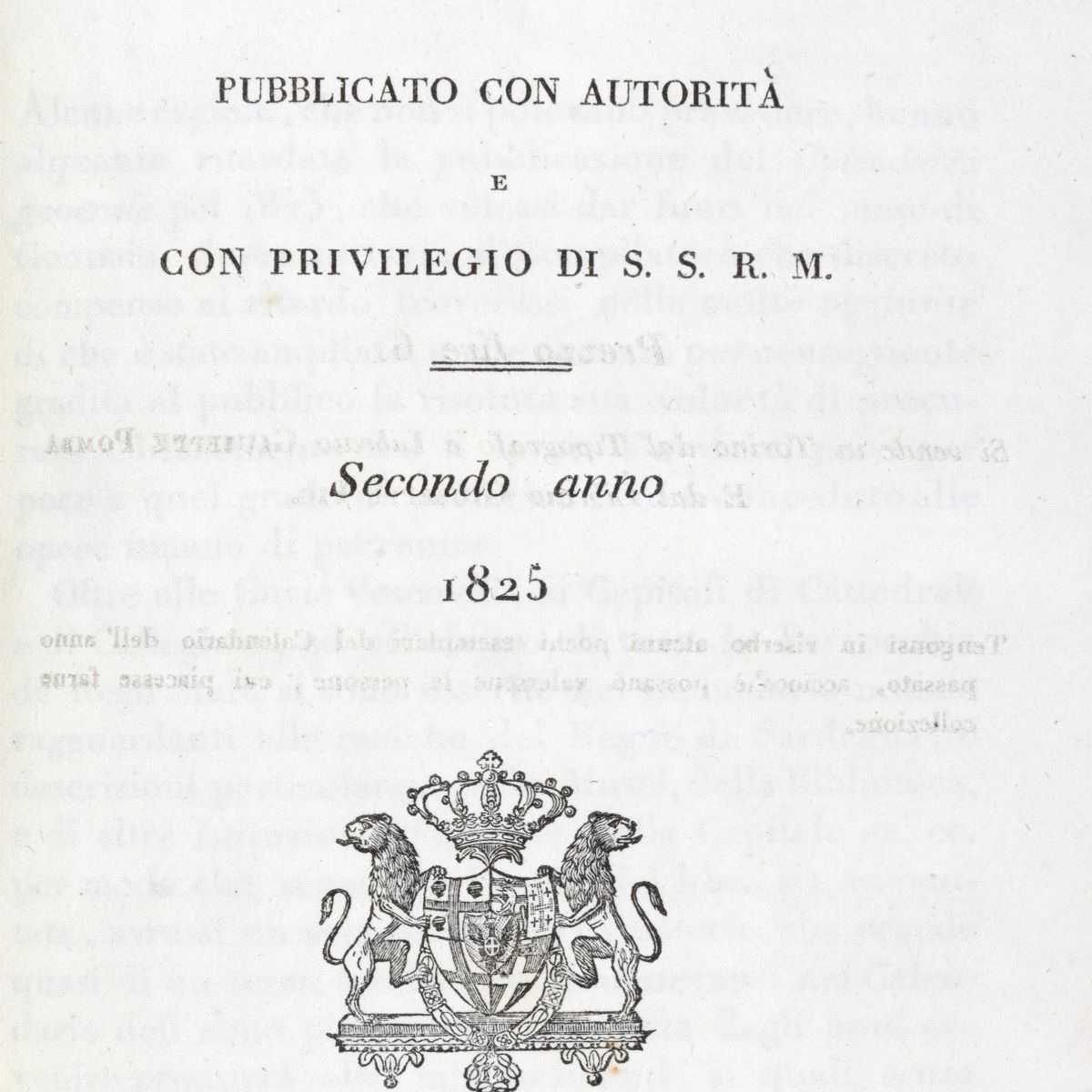 Calendario generale per i Regii Stati, pubblicato con autorizzazione governativa, 1825
