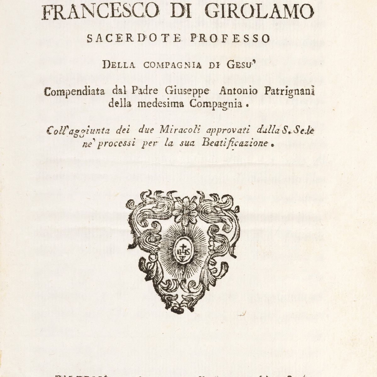 Antonio Patrignani - Vita del Beato Francesco di Girolamo, 1806